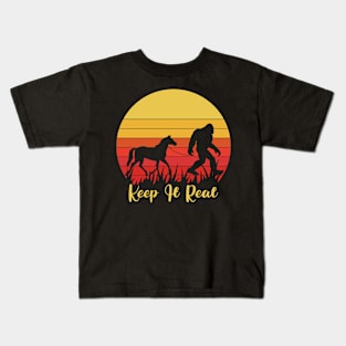 Bigfoot keep it real horse riding Kids T-Shirt